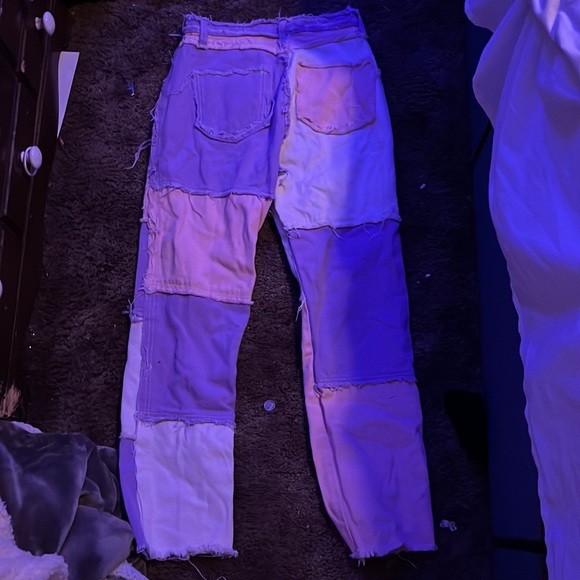 pink purple and white straight leg jeans - Picture 2 of 2
